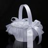 Romantic Petals Storage Satin Flower Girl Basket Bowknots Decor White for Wedding Ceremony Party Decorations 5 Style