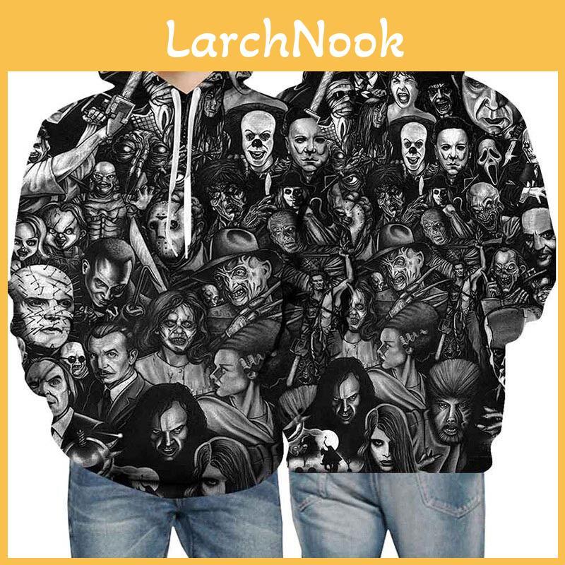 Vibrant 3d Digital Printed Skull Pullover For Unisex With Kangaroo Pocket