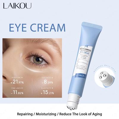Sérum para Ojos Reparador de la Barrera de Ceramidas Masajeador con Rodillo para Ojos Lifting Reafirmante Hidratante Crema para Bolsas de Ojos Cuidado de Ojeras Cosméticos 20g