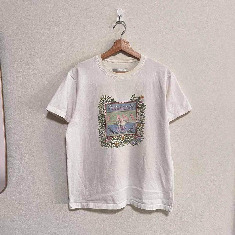 Casablanca Distressed White Short Sleeve Designer Hype T Shirt Size Small Unisex T-Shirt