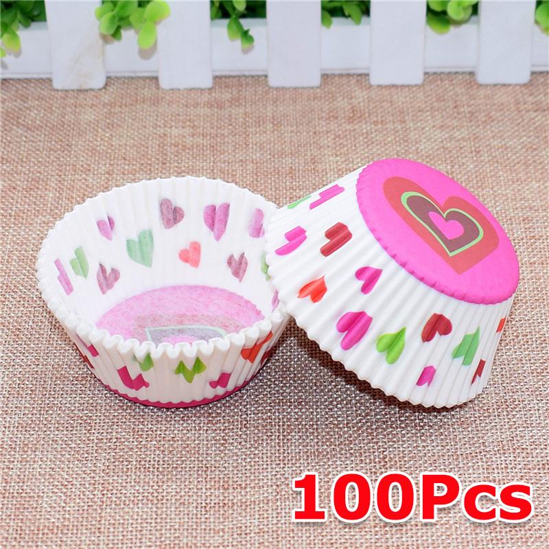 100PCS/Pack Disposable Cupcakes Cake Dessert Greaseproof Paper Dessert Making Paper Cups Festival Hygienic Party