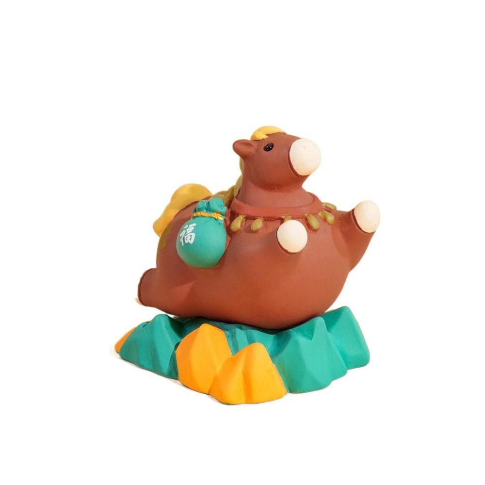 Kawaii Cute Pony Ornament Resin Horse Year Dolls Creative Cartoon Horse Statue Office Decor