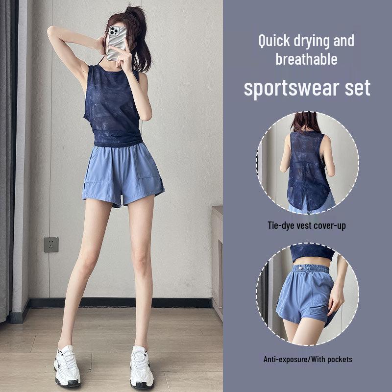 Damski zestaw do biegania i jogi 2025 szybkoschnący: Letnia kamizelka pulowerowa ze spodenkami
