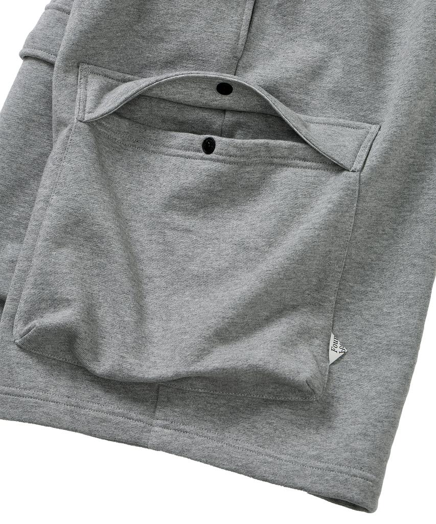 FOUNDPOCKET Wide Sweat Shorts Melange Gray