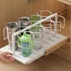 Vertical Cup Rack for Cabinet, Pull Out Metal Mug and Lid Holder with Deep Shelf Access and Large Cup Storage Home