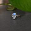 Faceted Moonstone Ring, Boho Minimalist Ring, Delicate Silver Ring , Celestial Handmade Crystal Storage Jewelry , Bridesmaid Gifts