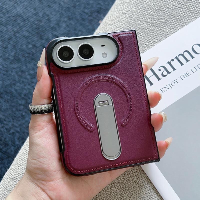 For IPhone DUO Phone Case Business Leather Kickstand Shockproof Anti Scratch Wireless Charger Magnetic Protective Cover