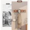 Wandmontierte Garderobe aus Naturholz, Design: Piano-Akkordeon, Walnuss-Finish, Platzsparender Organizer