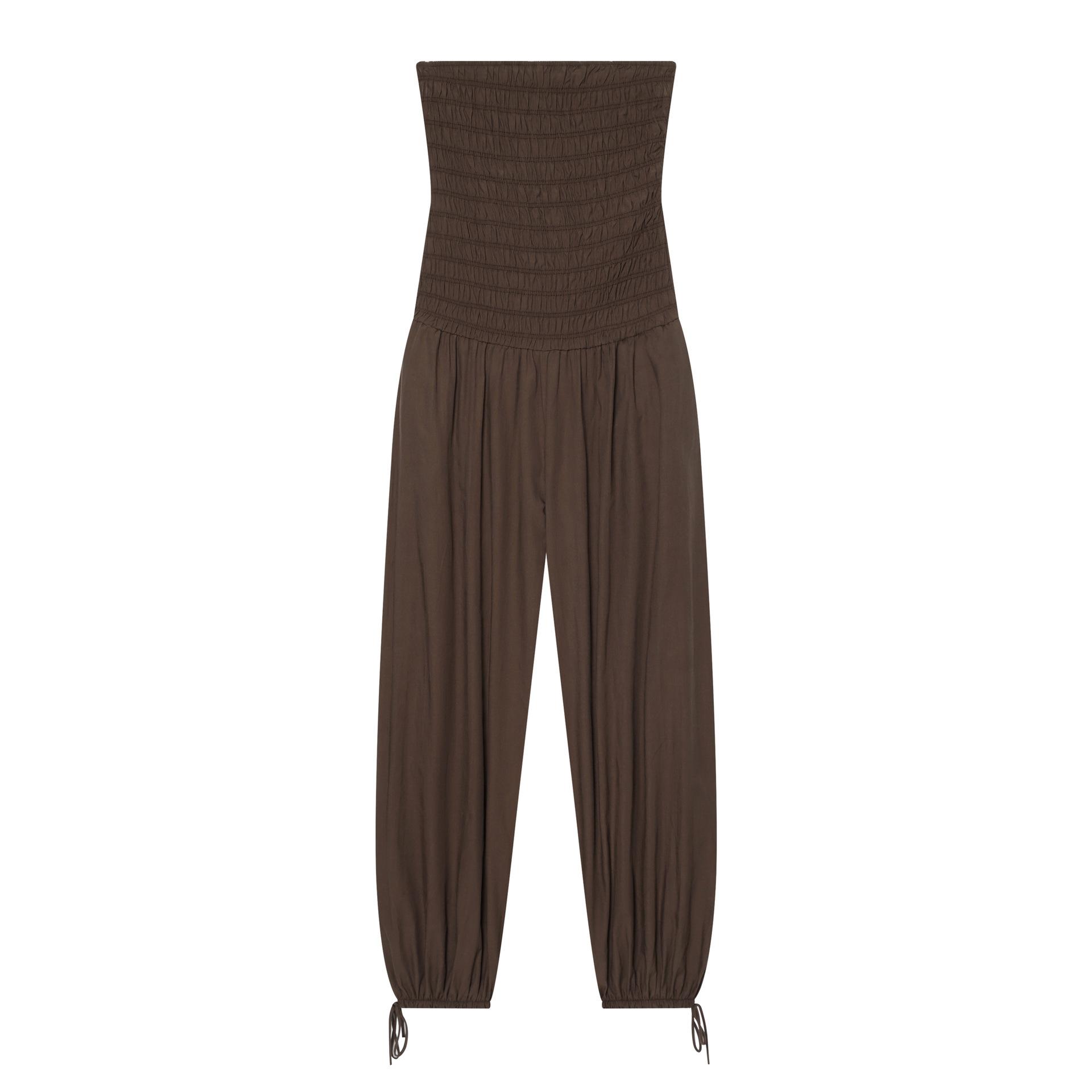 European and American women s clothing popular fashion pleated Spice Girls slim and thin wide-leg pants tube top jumpsuit XS