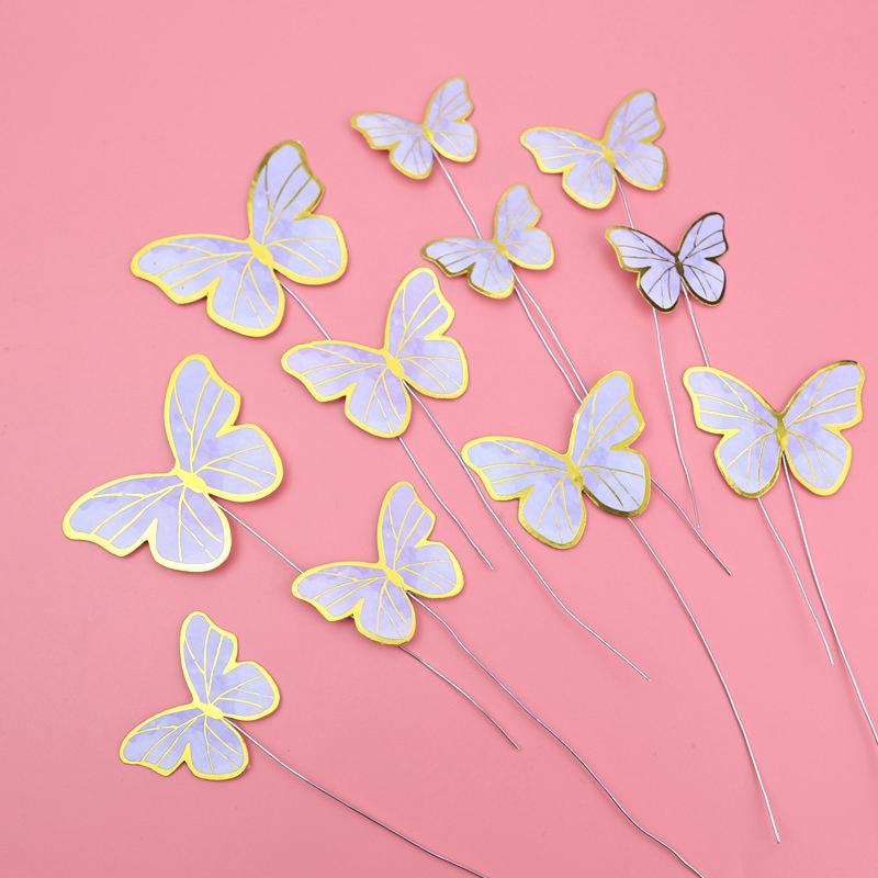 1Set Butterfly Cake Decoration Party Supplies Diy 3D Butterfly Cake Topper Decorative Birthday Wedding Cake Insert Accessories