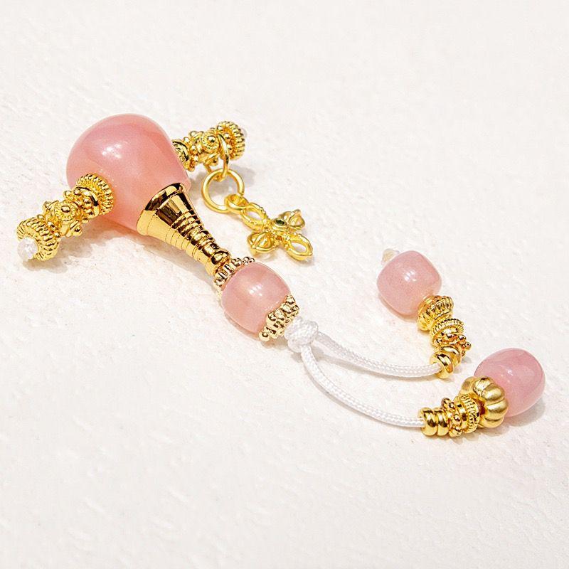 

New Fine Sticky Agate Tee Suit DIY Accessories Crafts Woven Hand Strap Necklace Bracelet Bracelet Buddha Beads Accessories Powder waxy agate Gold (copper gold plated) Suit