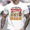 Men's T-shirt It's The Most Wonderful Time for A Beer Christmas T-shirt Funny Print T Shirt Beer Drinking Lover T-shirt Male Tee