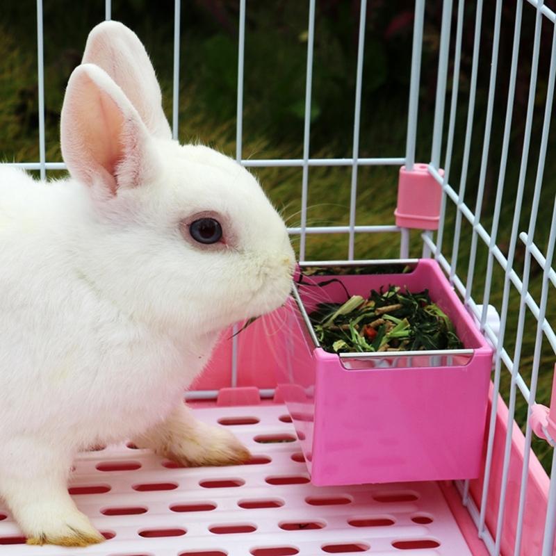 Rabbits Feeding Bowl Hanging Feeder for Small Pet Cage Hanging Food Bowl with Easy Install Screw for Hamster Guinea Pigs
