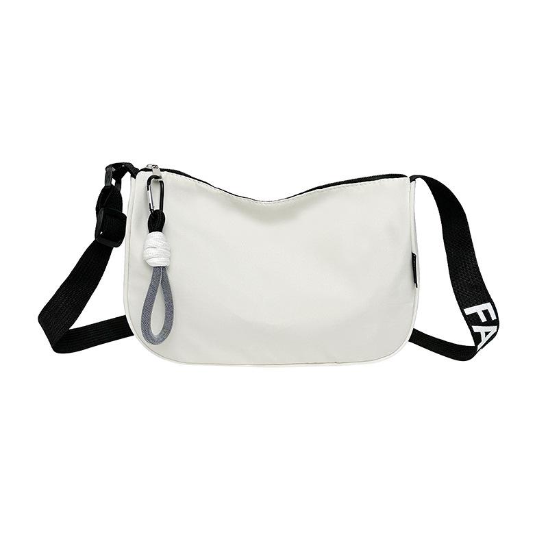 

2025 Trendy Women s Versatile Nylon Dumpling Handbag with Wide Crossbody Strap белый/чёрный
