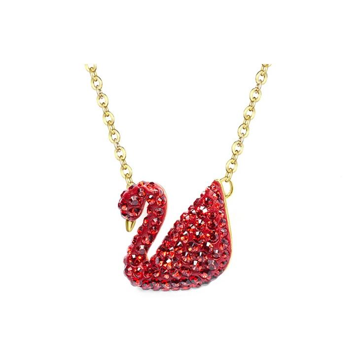 

Swarovski Swan Gold Plated Pendant Large Imitation Crystal Necklace Women necklace 5465400 Box (Random Color)