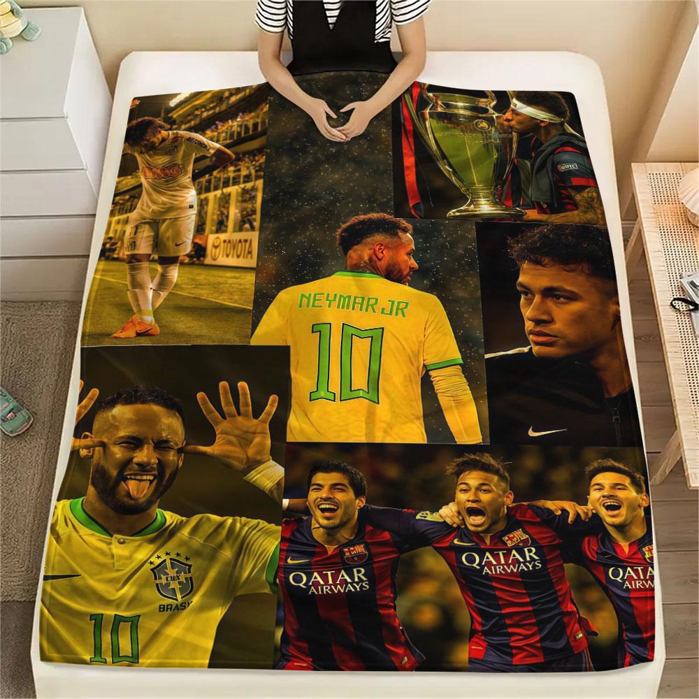 Neymar Kunst Aufdruck Flanelldecke, weiche Überwurfdecke für Schlafzimmer Sofa, waschbar, Fanartikel, tolles Geschenk.