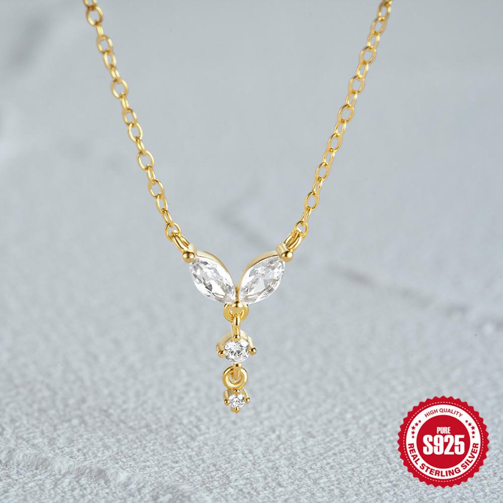 Modny Naszyjnik S925 ze Srebra Próby z Diamentem Wiatru, Temperamentny, Prosty, Damski, na Obrożę, Naszyjnik z Motylem