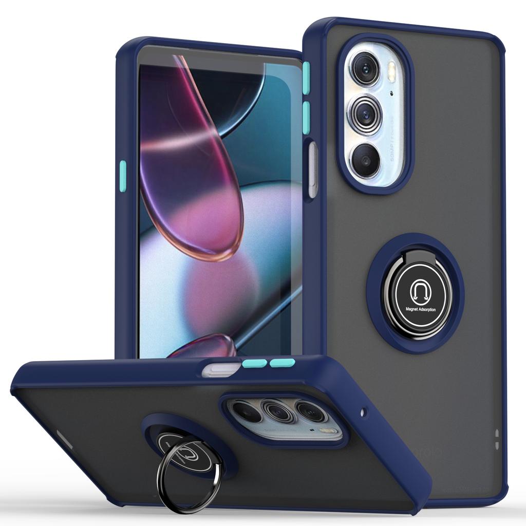 For Motorola Moto EDGE X30 Magnetic Holder Ring Stand Hard PC Back Cover PC Simple Shockproof Armor Ring Funda