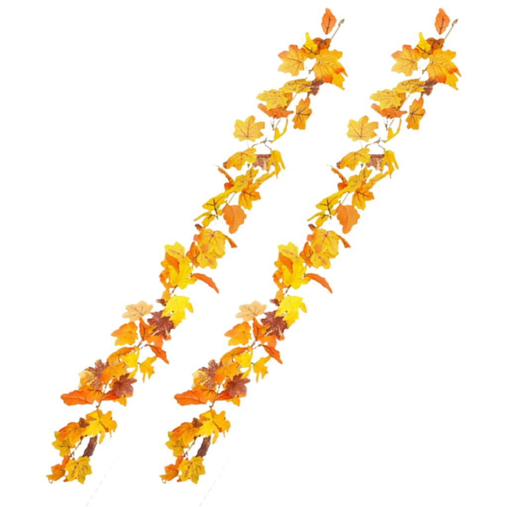 2Pcs Artificial Autumn Fall Maple Leaf Garland Artificial Maple Leaf Vine Garland Fall Leaves Decor Garland for Home Garden
