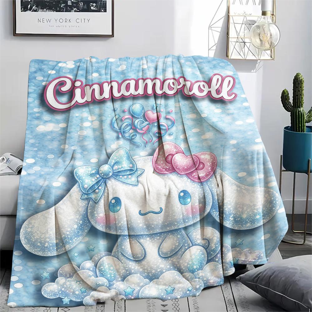 1PC Cinnamoroll Print Flannel Blanket, High Quality All Seasons, Home Decor, Warmth and Comfort, Perfect for Christmas Gifts
