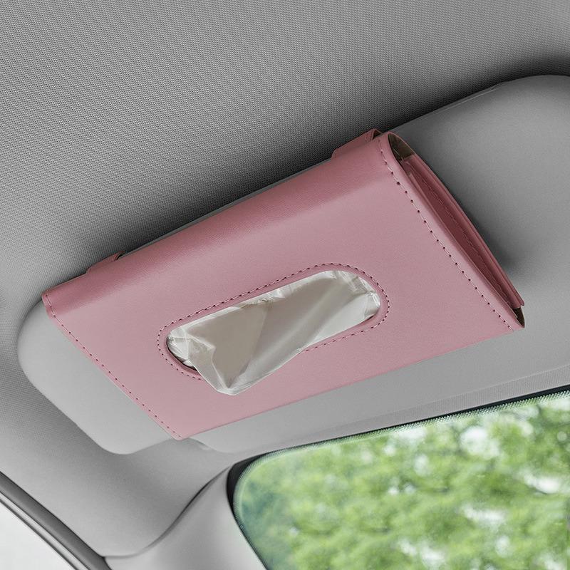 New Soft Leather Car Tissue Box Car Sun Visor Type Block Hanging Container Towel Napkin Holder Paper Rack Organizer Storage Bag