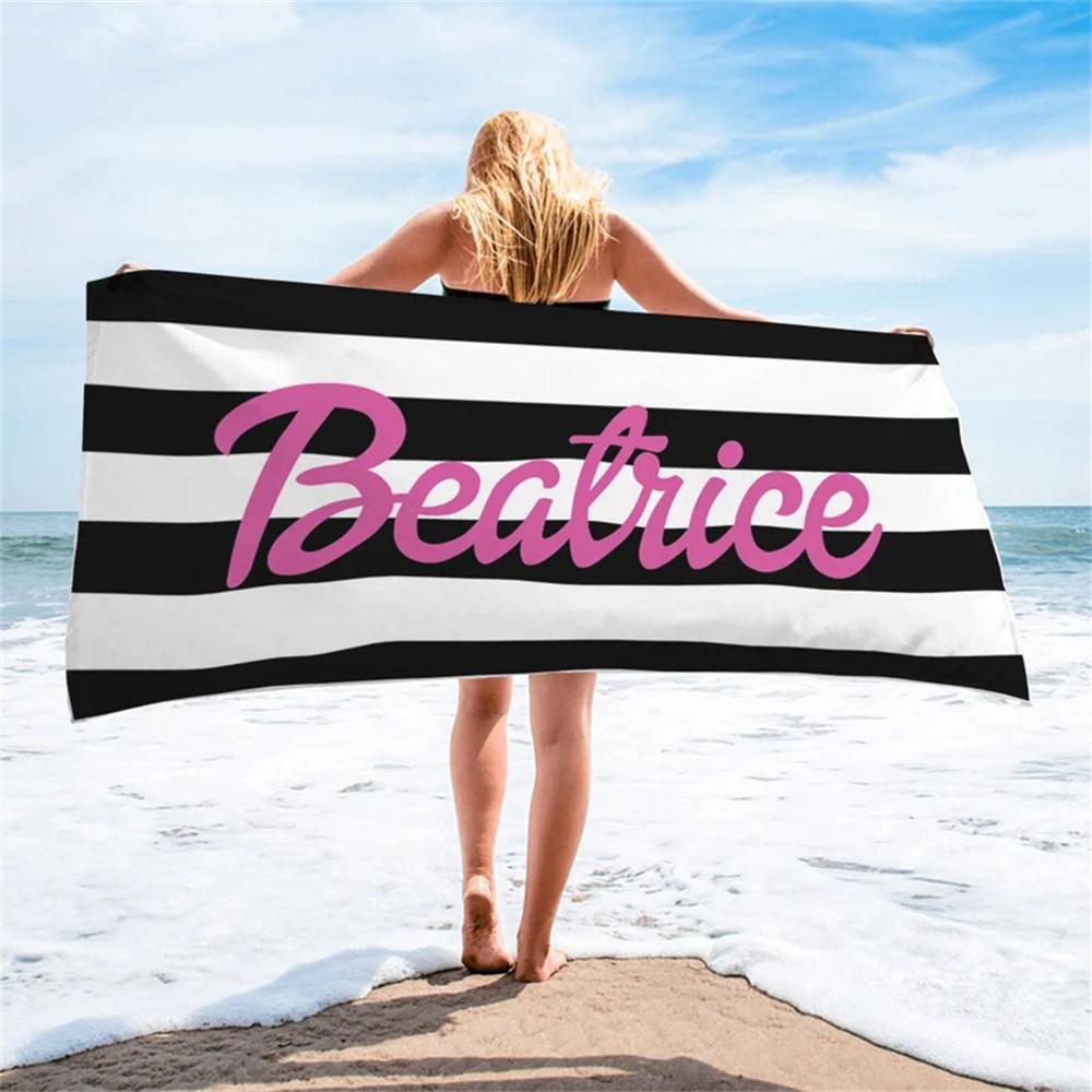 

Striped Custom Name Beach Towel Bachelorette Trip Party Favors Personalized Pool Bath Towel Birthday Gift For Kids Adults 50x100cm