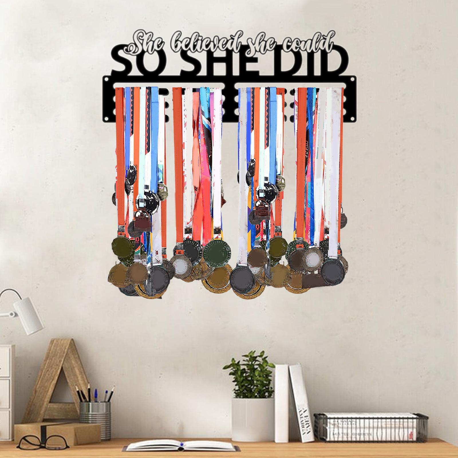 Medal Hanger Wall Mounted Metal Display Hanger Rack Frame for Sports Medals Sports Race Runner Gymnastics Plaques Sports Award