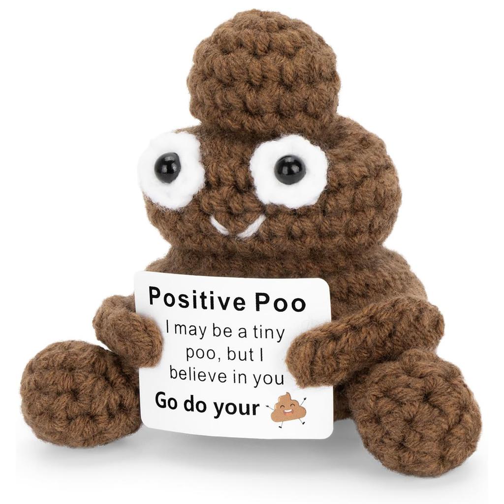 Lustige handgefertigte positive Kacke-Puppe mit Karte Heimdekoration Gestrickte Kacke Weihnachts-Puppen-Ornament Zimmerdeko Weihnachtsfeier Geschenke