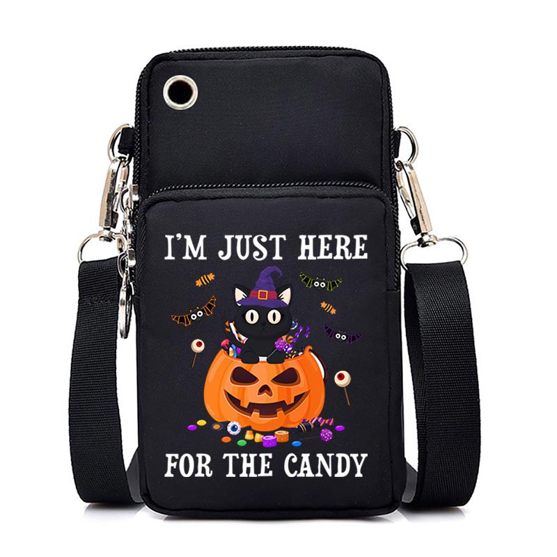 Ženy Mini taška na mobil Kreslená dýně Cat Crossbody Kabelky Halloween Muži Tote Peněženka Peněženka Taška přes rameno Kabelky pro teenagery