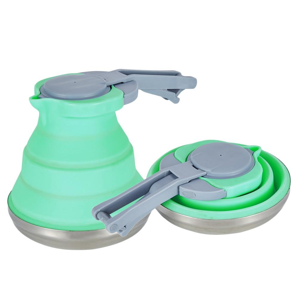 

1500 мл Силіконовий чайник з силікагелю Портативний чайник для кемпінгу Креативний чайник для чаю Відкритий зелений