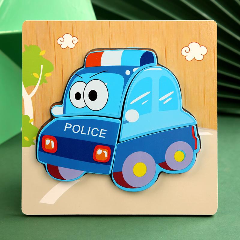 High Quality 3D Wooden Puzzle Baby Cartoon Animal Traffic Jigsaw  Early Learning Cognition Game Puzzle Toys for Children