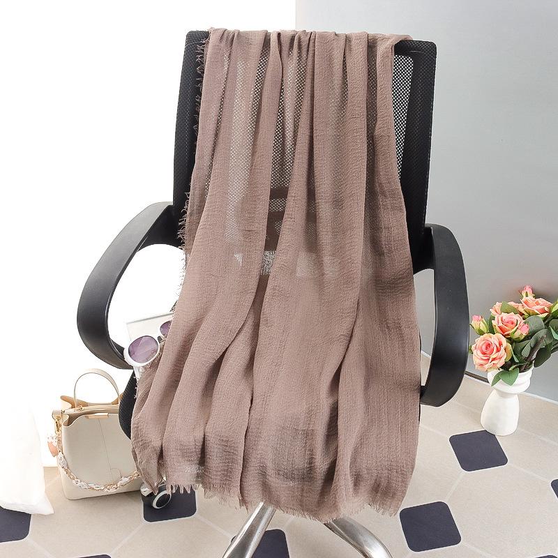 Sciarpa grande da donna in cotone e lino di colore puro: Foulard musulmano primaverile/estivo, telo mare, scialle con protezione solare