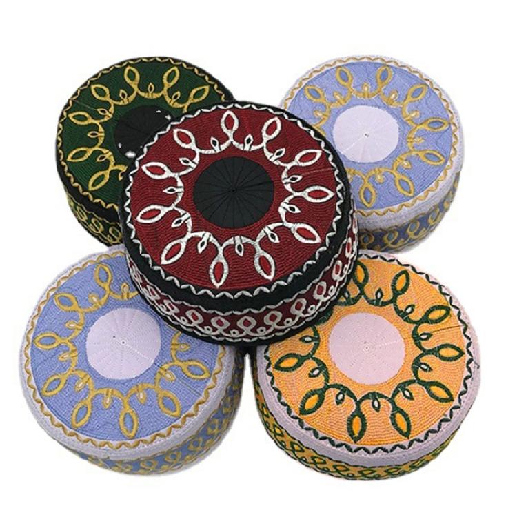 Teens Embroidery Islamic Beanie Breathable Protecting Casual Pray Hat for Adult
