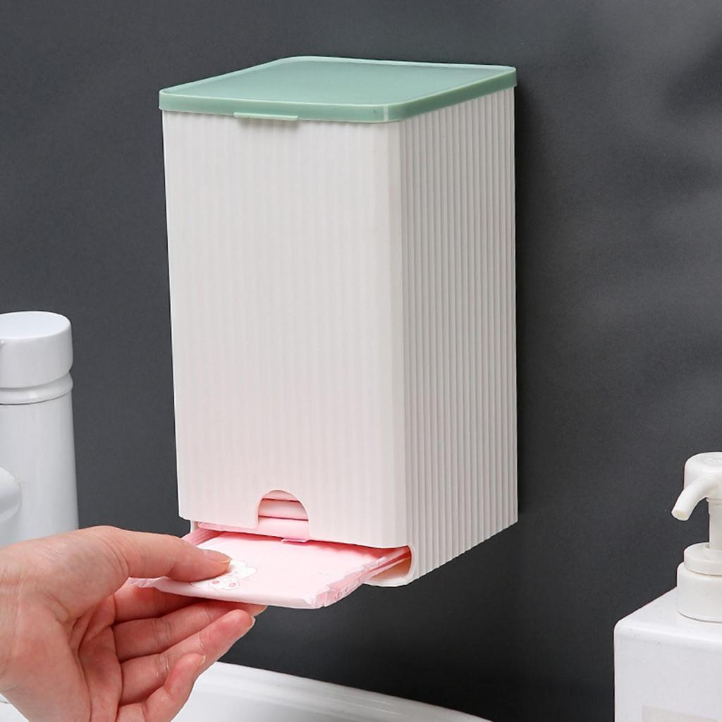 Wall-mounted Sanitary Napkin Storage Box Dust-proof Tissue Paper and Cotton Swab Storage Box Bathroom Organizer Accessories