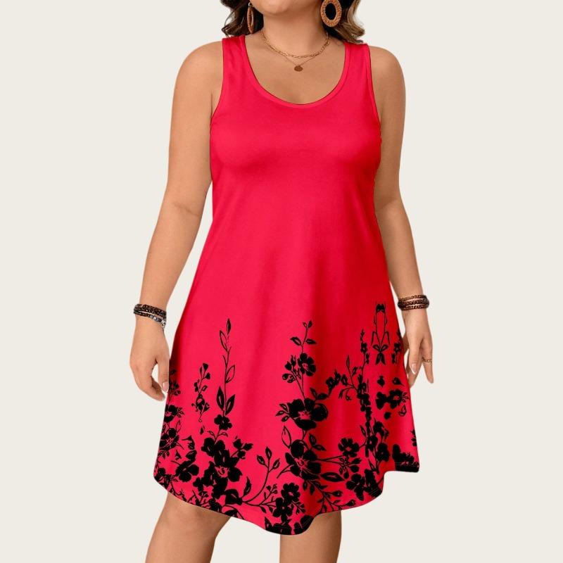 Women Abstract Geometric 3D Print Dress O Neck Sleeveless Loose Casual Mini Dress Summer Daily Outfit Dresses