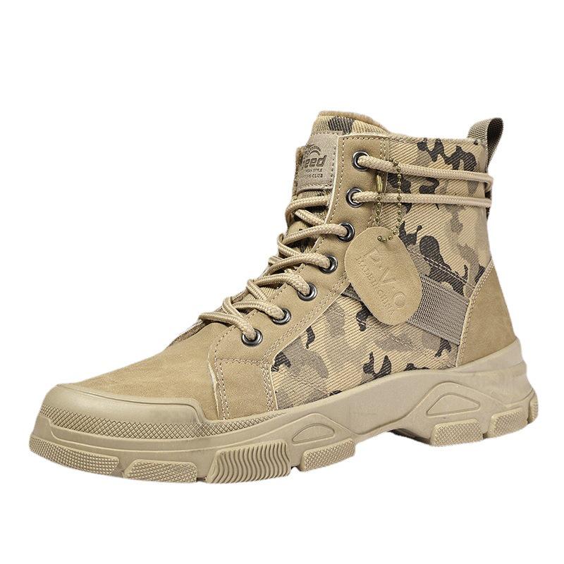 New hot men's winter cotton boots, trendy camouflage Martin boots. Warm and casual, perfect for desert or military use.