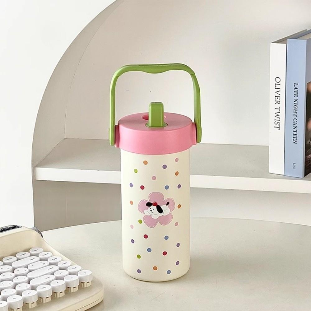 Water Cup Portable Insulated Cup 600ml Cute Cat Thermos Mug Sport Thermal Water Bottle  Female