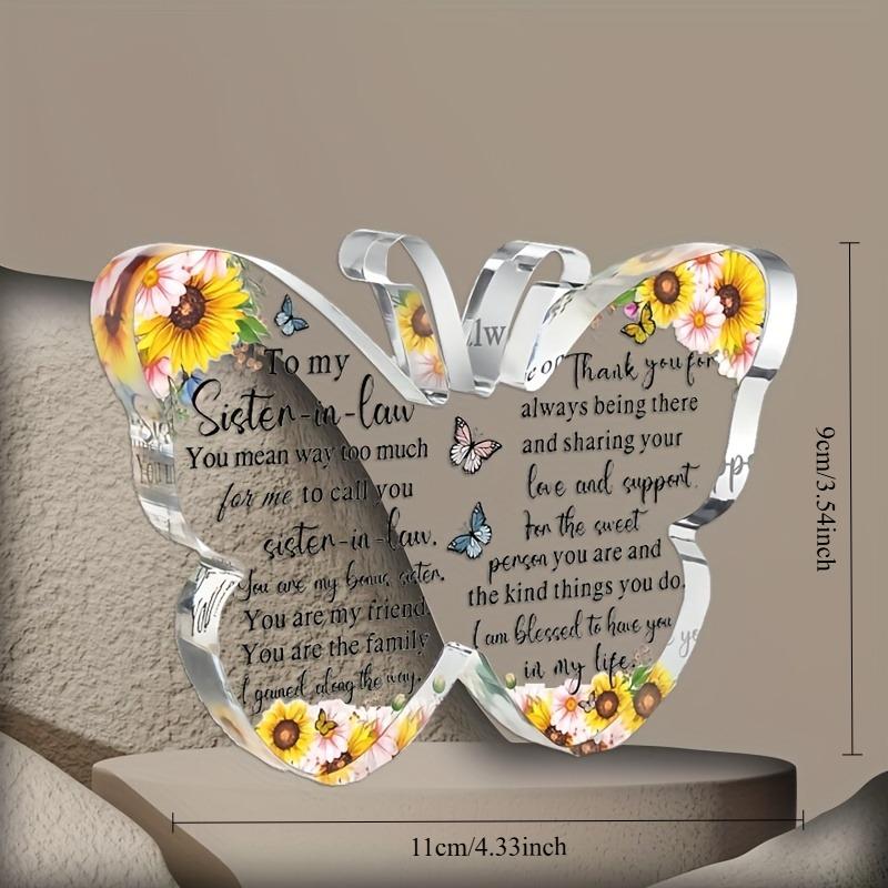 Cherished Sister-in-Law Butterfly Keepsake - Acrylic Decorative Plaque, Perfect Christmas & Birthday Gift From Sister-In-Law, Nurseries, Home Desk Liv