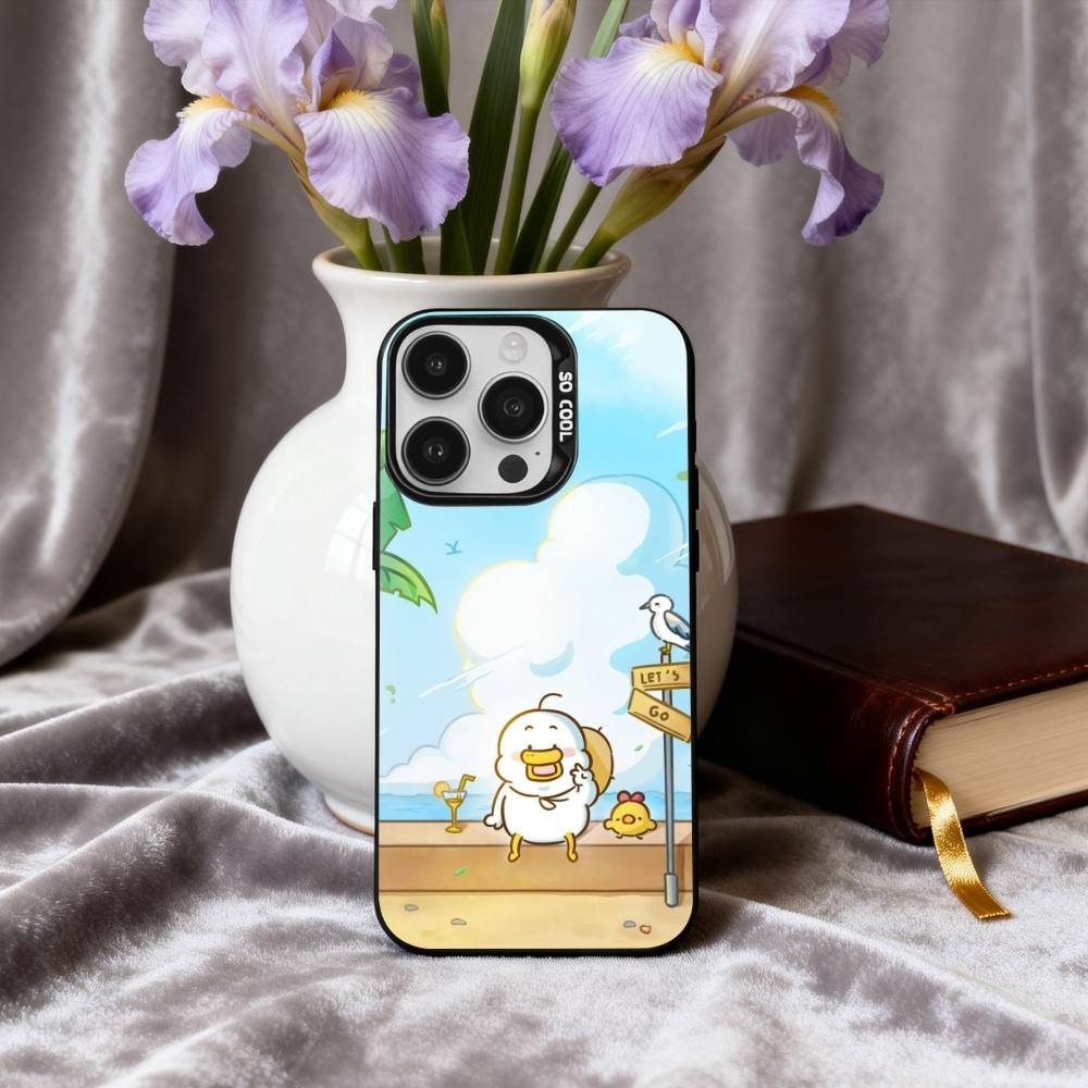 Cute D-Doubao D-Duck Phone Case For iPhone17,16,15,14,13,12,11 Plus,Pro Max Black Candy silver phone case