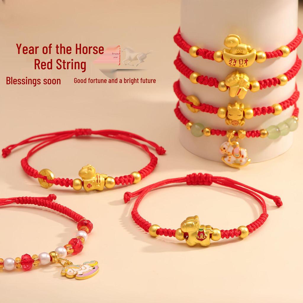 2026 Zodiac Year of the Horse Red Bracelet: Handmade Ben Ming Nian Woven Rope for Good Fortune