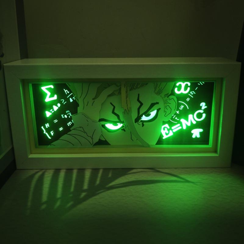 19.8cm/7.8in Dr.STONE Anime Cartoon Box Light Lamp Peripherals Multiple Colors Mode Birthday Gift Party Supplies Table Ornaments