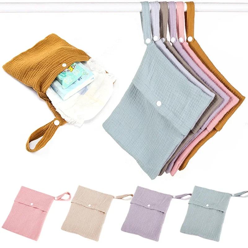 25*20cm Multifunctional Baby Diapper Bag Reusable Solid Color Travel Nappy Pouch Soft Cotton Mummy Storage Bag Baby Stroller Bag