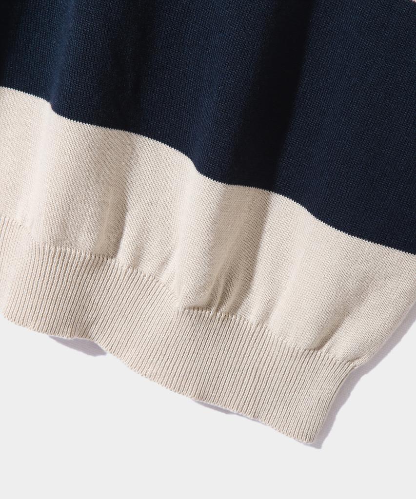 Dimiteulibeullaeg Asi Striped Rugby Long Sleeve Knit T-Shirt_Navy