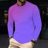 Men Gradient Color Crew Neck Long Sleeve T Shirt Faith Letter Print Casual Daily Wear Top For Spring Autumn