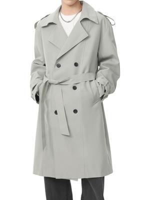East Rain Chesterfield Trench Coat with Suitable for Formal and Casual Sizes DSS102 Men's Knee-Length Epaulettes, Belted, Double-Breasted, Slimming,