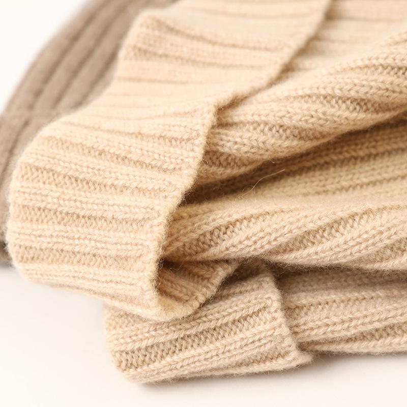 Autumn and winter cashmere flanged plain weave hat scarf two-piece set men's and women's warm fashion