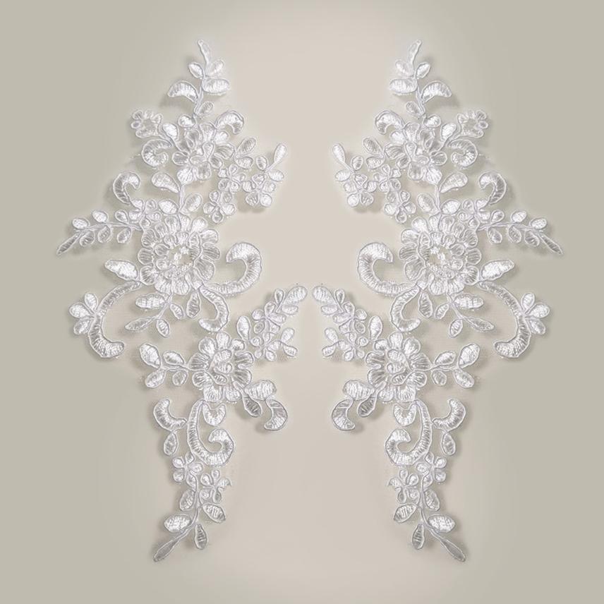 

1Pair Embroidery Flower Lace Applique Sew On Patch Fabric Collar Trim Patches Crafts Stickers Neckline DIY Sewing Decoration 23x10cm