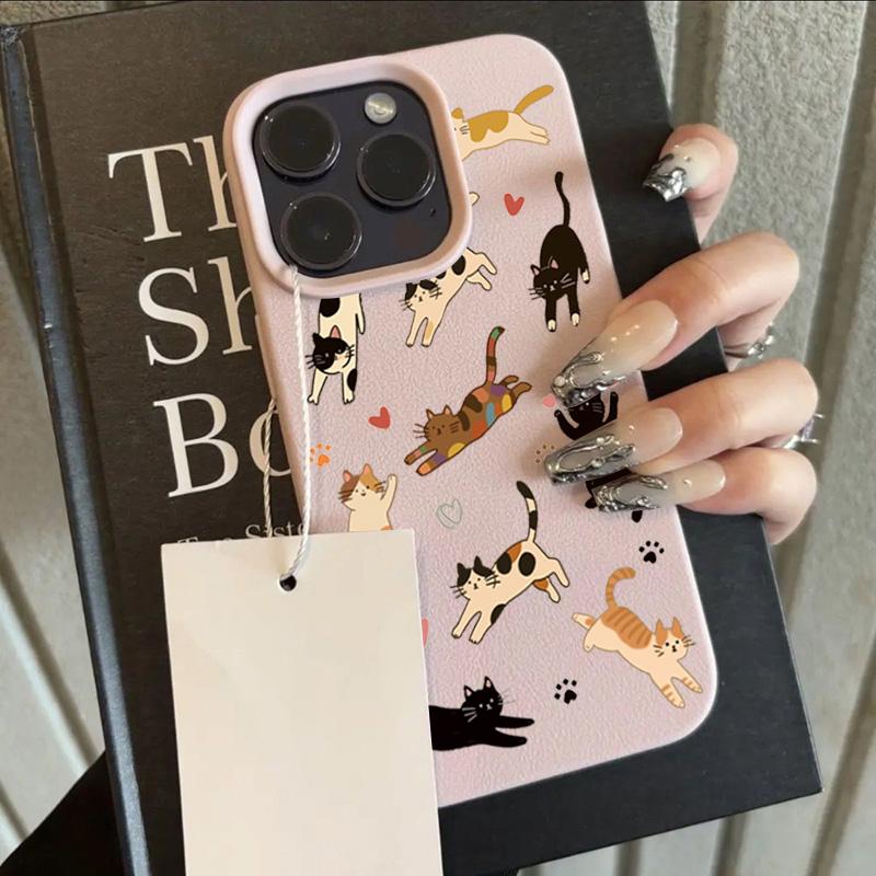 Cute Cartoon Cat Paw Heart Pattern Design Protective Cover for iPhone 17 16 15 14 13 12 11 16E Series Pro Max Plus