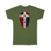 Gift T-Shirt : Dominican Republic Flag Skull National Colors