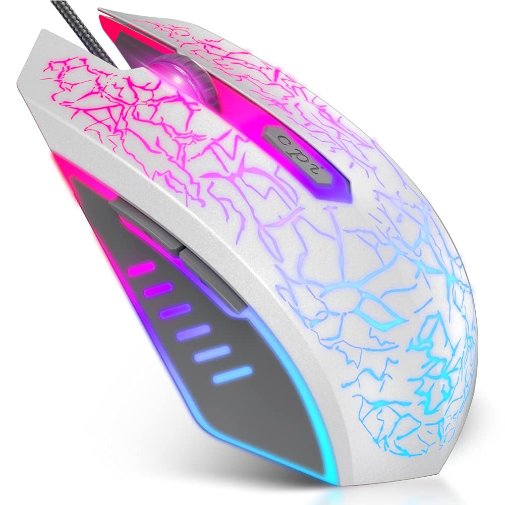 VersionTECH. Wired Optical Gaming Mouse with 7-Color RGB Lighting, High Precision, 4-Level DPI Adjustment, 6 Programmable Buttons, USB Connection,